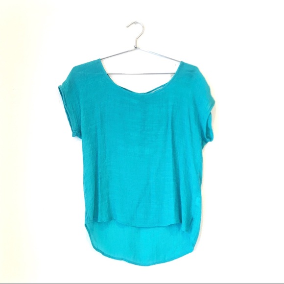 ✨TURQUOISE BLOUSE LACE BACK✨ - Picture 2 of 4